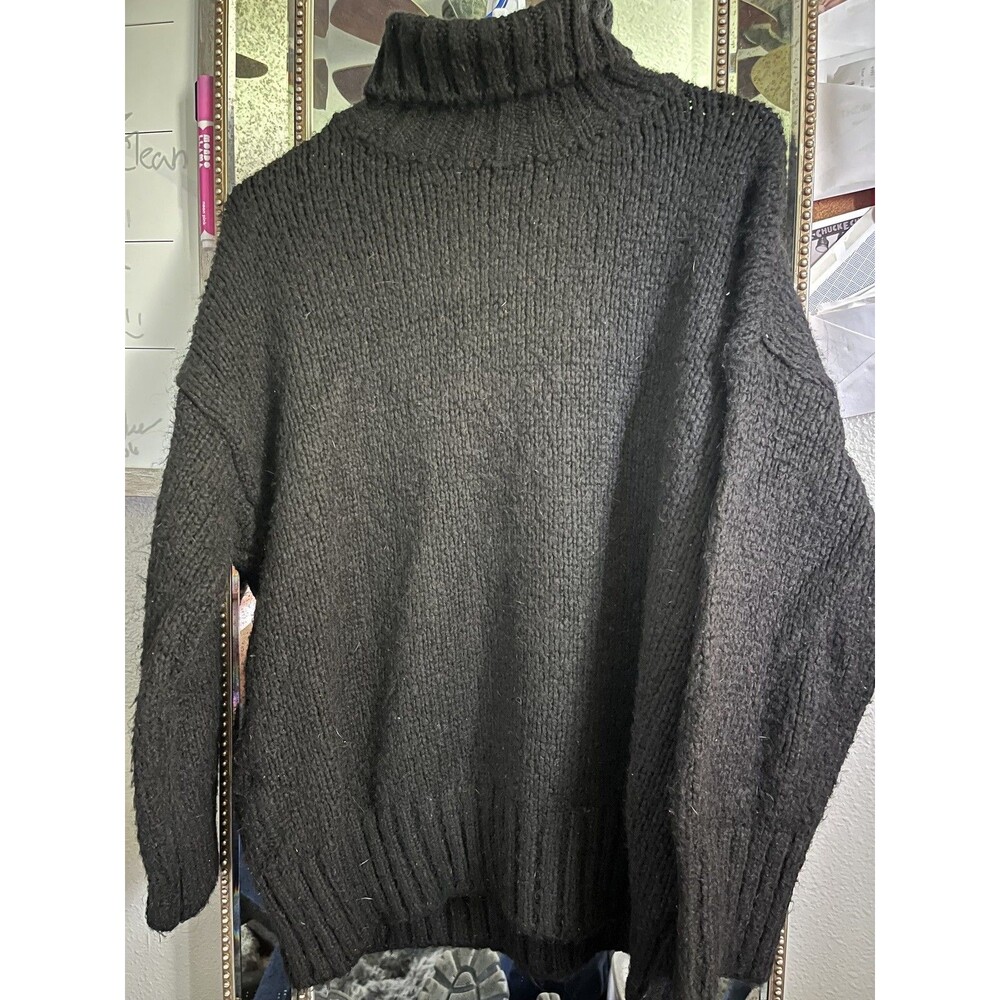 Design by Si Black Wool Alpaca Mock Turtleneck Sweater XS S